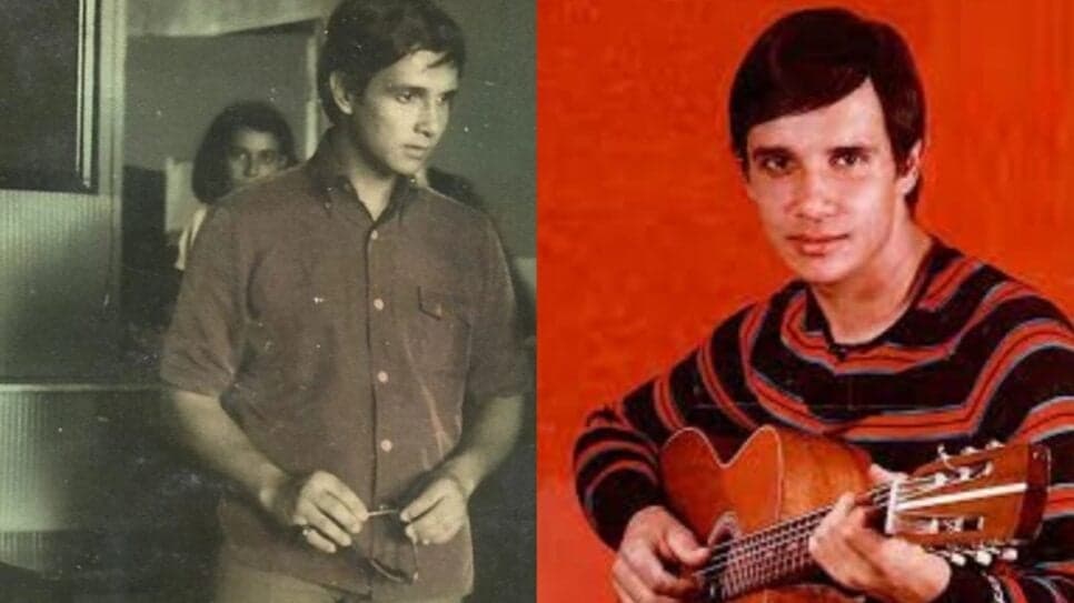 O rei da música, bem novinho, no ano de 1965, quando teve a namorada sigilosa, prima de cantor famoso (Foto: Reprodução/ Internet/ Montagem TV Foco)