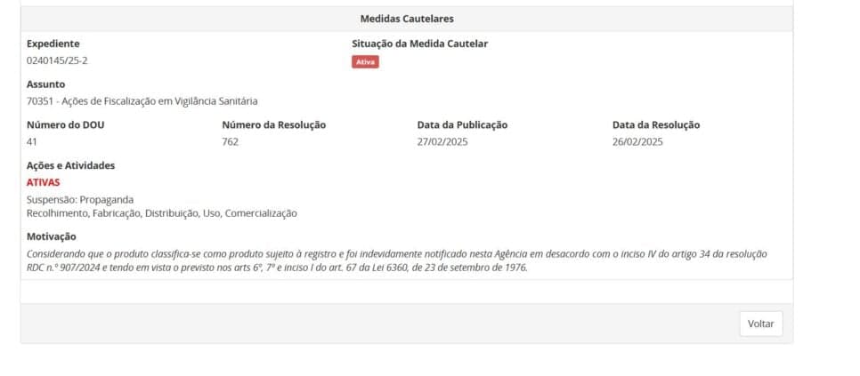Resolução da ANVISA contra produtos pt 2 (Foto Reprodução/ANVISA)