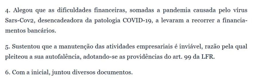 Alegações da empresa parte 1 (Foto Reprodução/Jus Brasil)