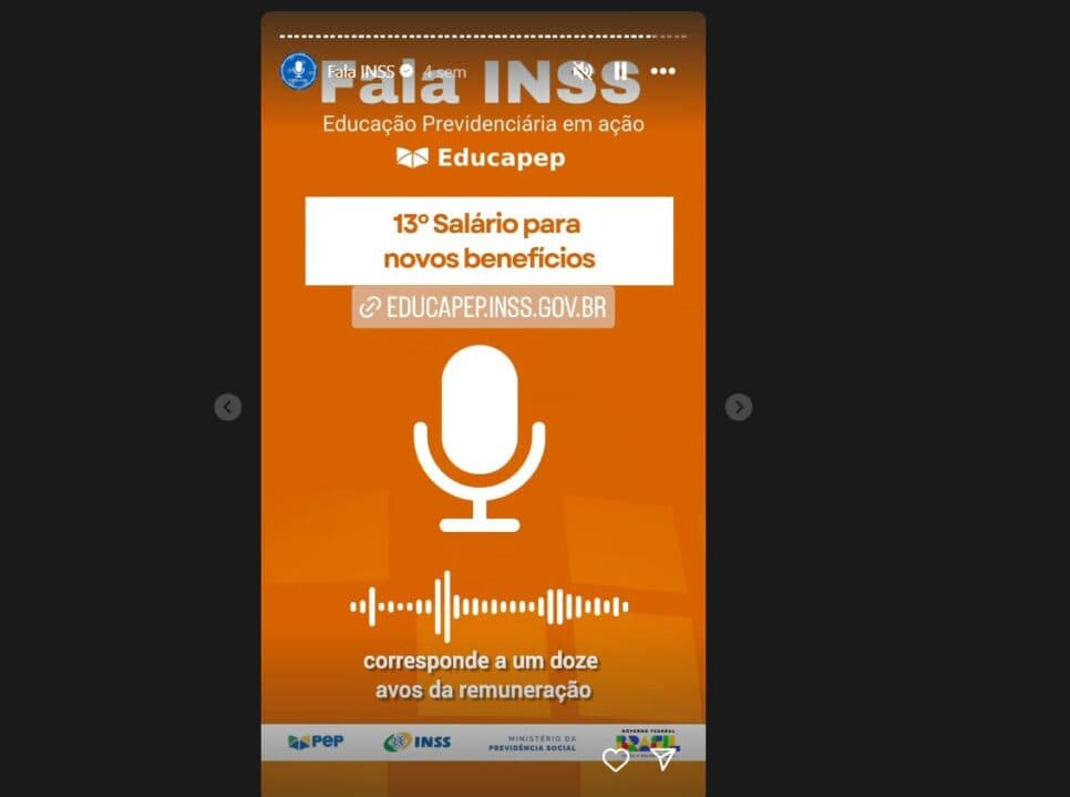 Fala INSS expõe informações sobre o 13º salário (Foto Reprodução/Instagram)
