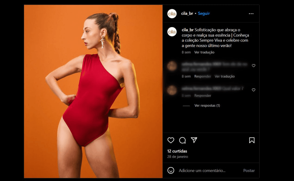 Última coleção da marca Cila divulgada nas redes, intitulada "Sempre Viva" (Foto Reprodução/Instagram)