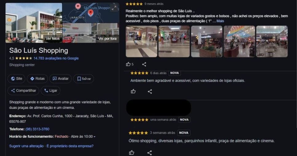 Avaliações do São Luís Shopping (Foto Reprodução/Montagem/Lennita/Canva/Tv Foco) Avaliações do São Luís Shopping (Foto Reprodução/Montagem/Lennita/Canva/Tv Foco)
