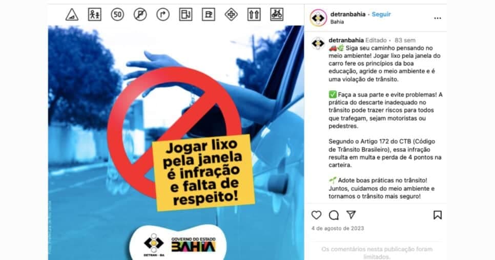 Comunicado do Detran (Reprodução/Instagram) Comunicado do Detran (Reprodução/Instagram)
