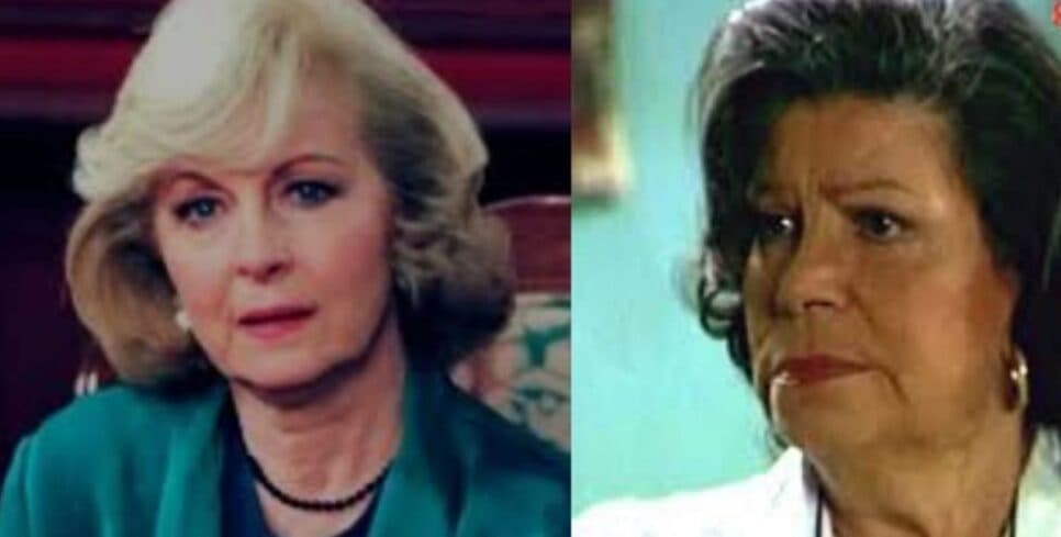 Irán Eory (dona Lourdes) e Meche Barba (tia Abigail) – Foto: Reprodução/ Internet/ Montagem TV Foco