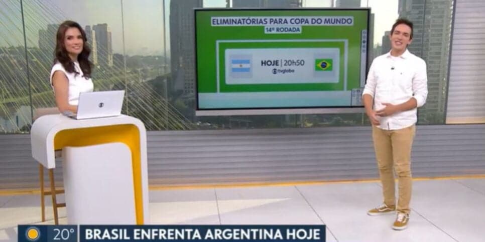 Jodar e Sabina Simonato no estúdio do Bom Dia SP (Reprodução: Globo)