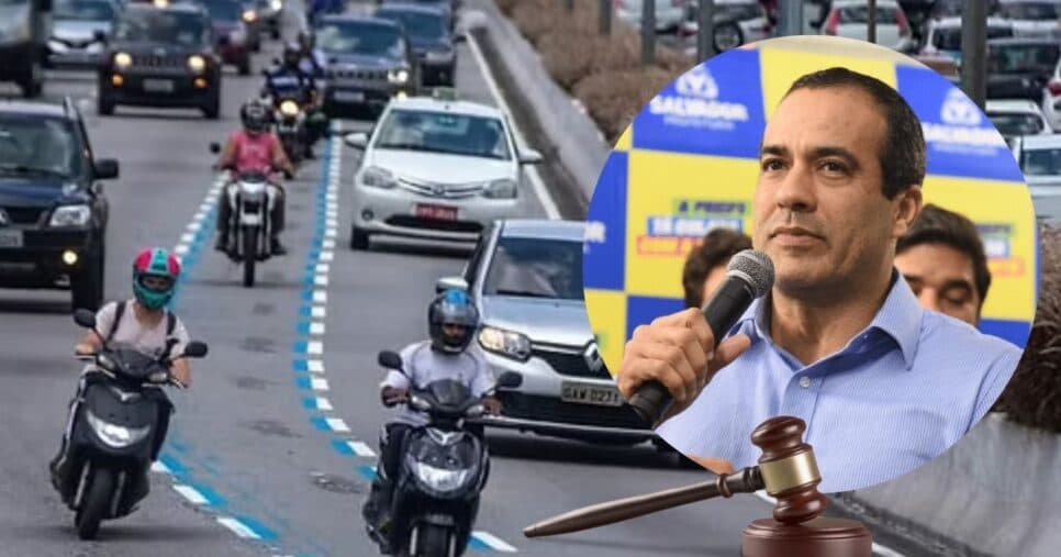 Canetada de Bruno Reis na BA: Nova lei das faixas de trânsito em vigor em 2025 atinge motos em Salvador