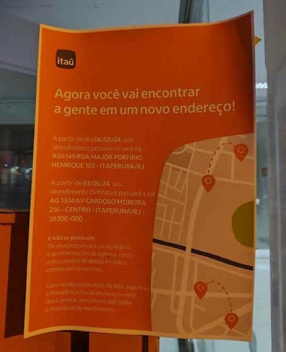 Itaú anunciou o fechamento da agência (Foto: Reprodução / O Norte Fluminense)
