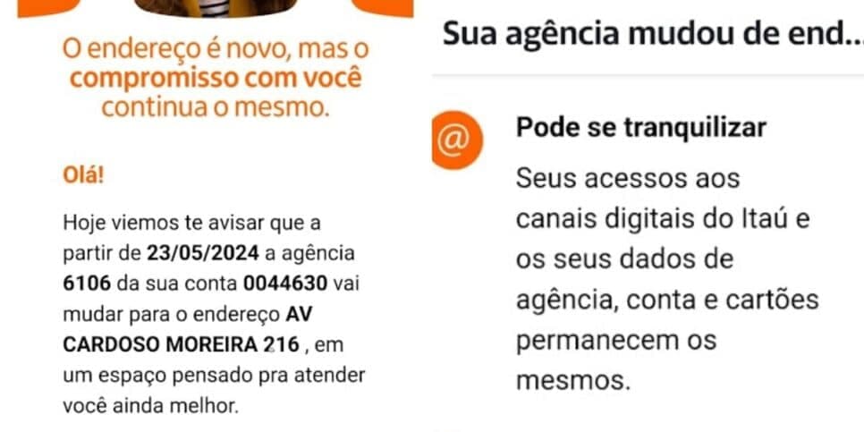 Comunicado do Itaú sobre o fechamento da unidade (Reprodução: Itaú)