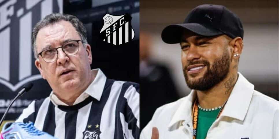 Presidente do Santos, Marcelo Teixeira, e Neymar (Foto: Internet)