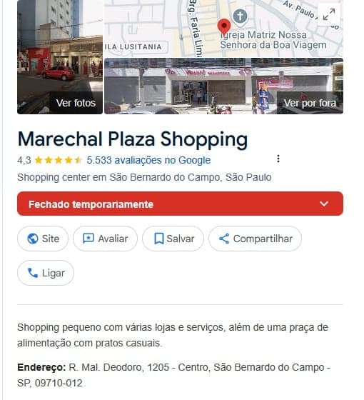 Shopping decretou falência (Foto: Reprodução / Google Maps)
