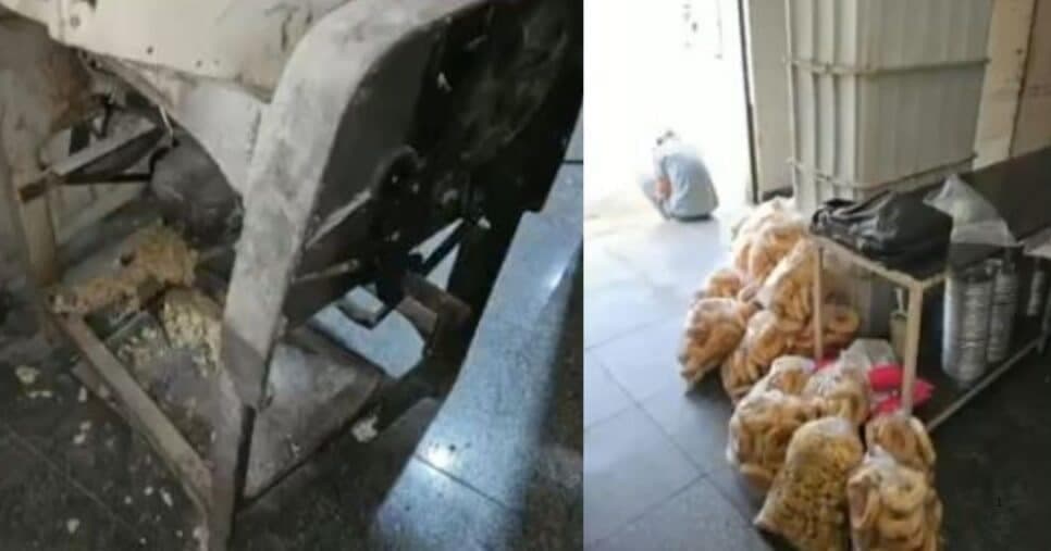 Produtos apreendidos pela Vigilância Sanitária e situação insalubre (Foto Reprodução/Globo)