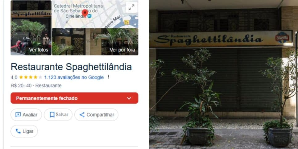 Spaghettilândia fechou depois de 70 anos (Reprodução: Google)