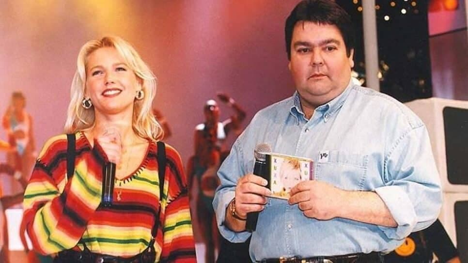 A rainha dos baixinhos com o amigo no extinto Domingão do Faustão (Foto: Reprodução/ Divulgação, Globo)