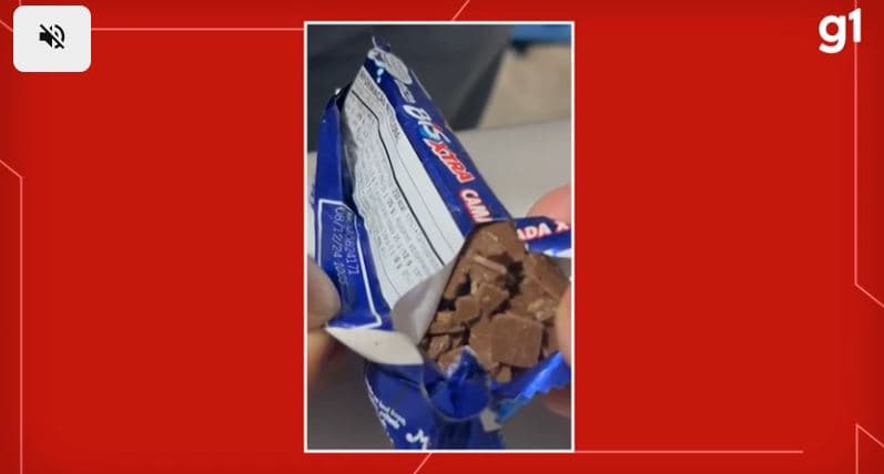 Larvas encontradas dentro do chocolate (Foto Reprodução/G1)