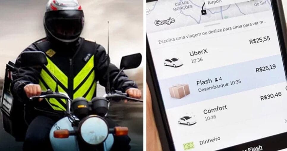 Muitos restaurantes fazem uso da Uber Flash, sistema de entrega, para fazer pequenos deliverys (Foto Reprodução/Montagem/Internet)