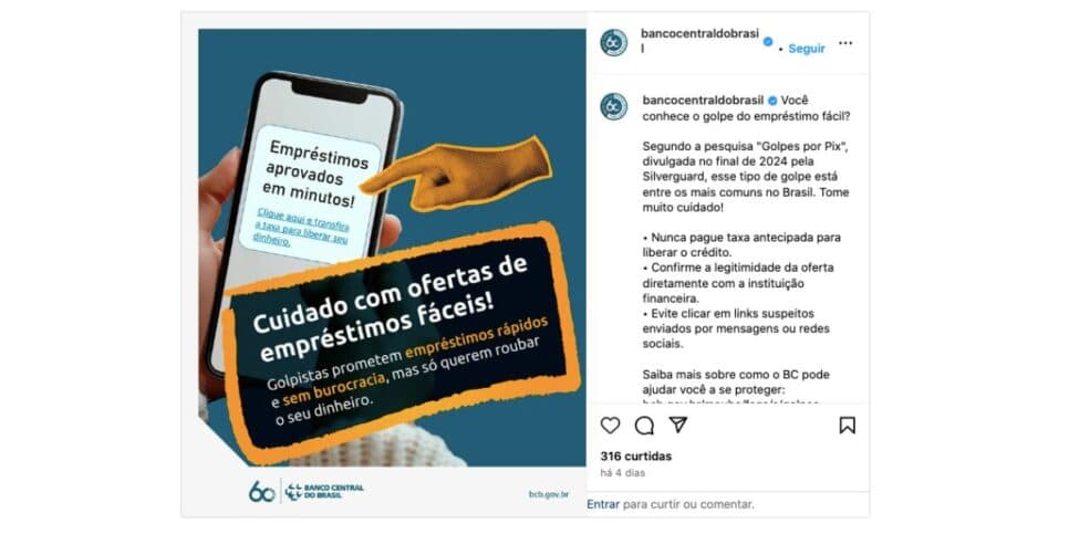 Anúncio Banco Central (Foto: Reprodução / Instagram)