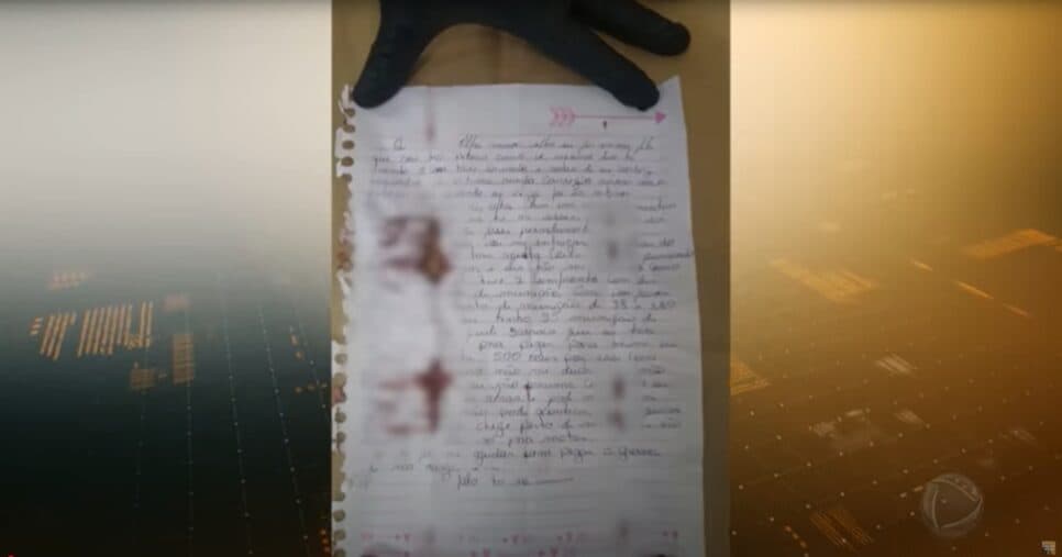 Carta de despedida de Lázaro (Foto: Reprodução/ Cidade Alerta - Record)