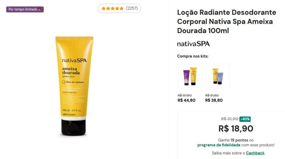 Loção Radiante Desodorante Corporal (Foto: Reprodução / O Boticário)

