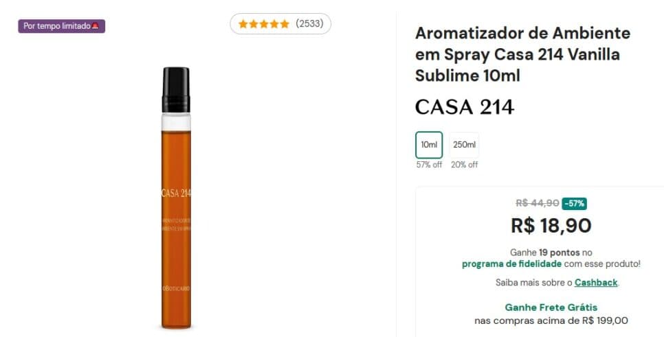 Aromatizador de Ambiente O Boticário (Foto: Reprodução / Site da Marca)


