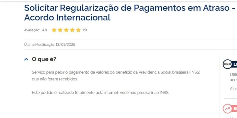 Solicitar Regularização de Pagamentos em Atraso - Acordo Internacional (Reprodução: Governo)