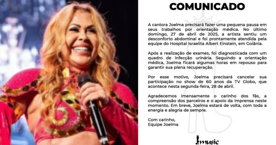 Joelma revela que não participará da homenagem de 60 anos da TV Globo (Foto: Reprodução/Montagem TV Foco) Joelma revela que não participará da homenagem de 60 anos da TV Globo (Foto: Reprodução/Montagem TV Foco)