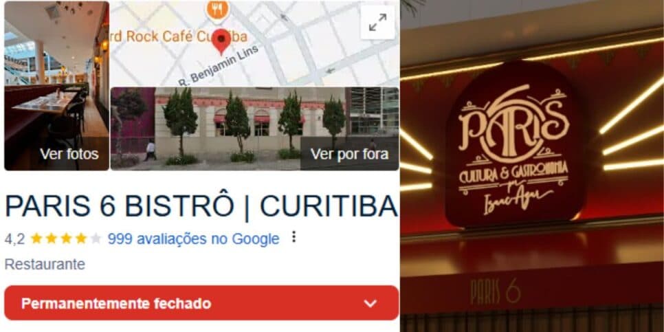 Paris 6 da unidade de Shopping Crystal fechada em definitivo (Reprodução: Montagem TV Foco)