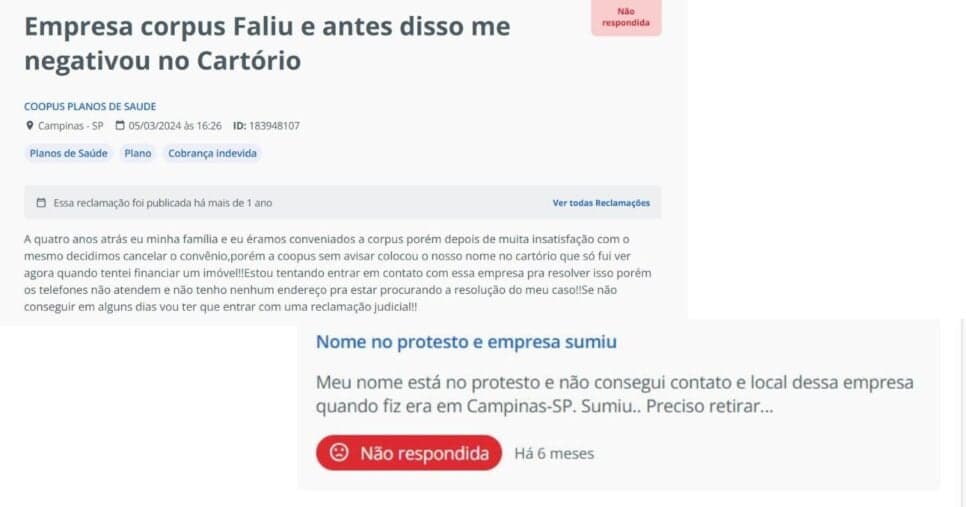 Reclamações do plano de saúde (Foto: Reprodução/ Reclame Aqui)