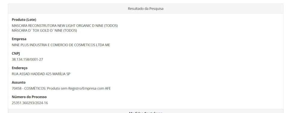 Resolução da ANVISA com ação contra creme de hidratação capilar parte 1 (Foto Reprodução/ANVISA)