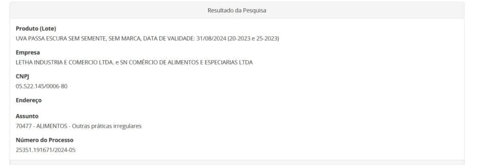 Resolução da ANVISA contra Uva Passa sem marca parte 1 (Foto Reprodução/ANVISA)