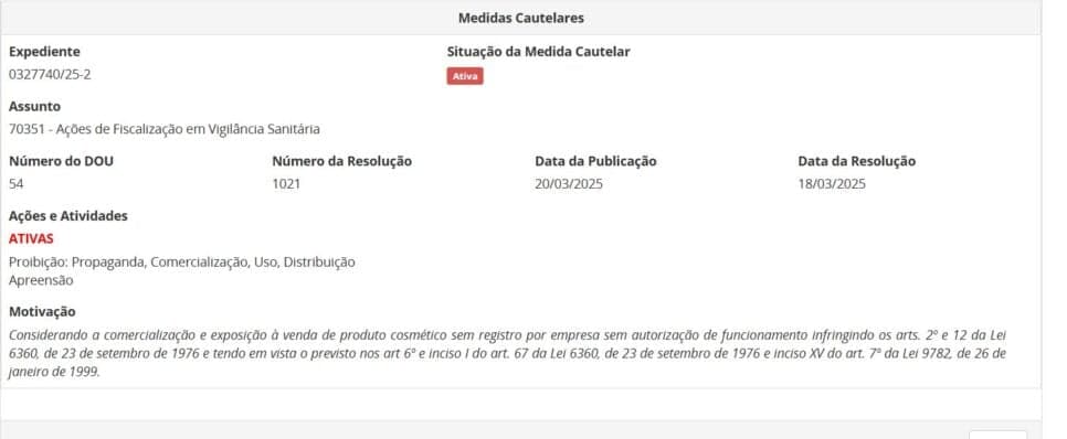 Resolução da ANVISA contra a Brimless (Foto: Reprodução/ANVISA)