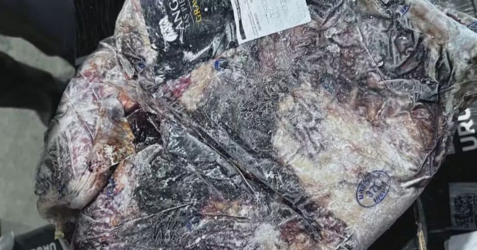 Carne apresentava mau odor e aspecto apodrecido (Foto Reprodução/Globo)