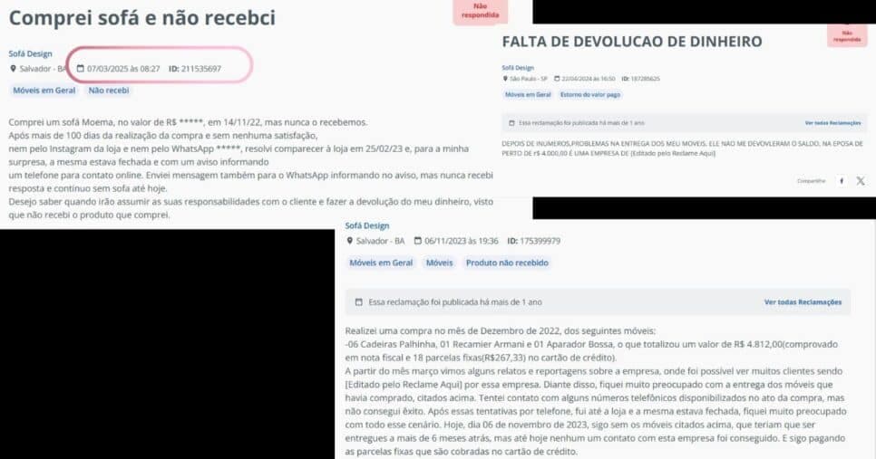 Reclamações contra o Sofá Design (Foto Reprodução/Montagem/Lennita/Tv Foco)