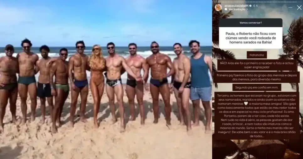 Ana Paula Siebert com os seus amigos na Bahia (Foto: Reprodução/Montagem TV Foco) Ana Paula Siebert com os seus amigos na Bahia (Foto: Reprodução/Montagem TV Foco)