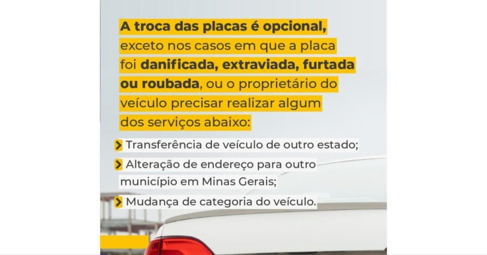 Aviso do Detran MG