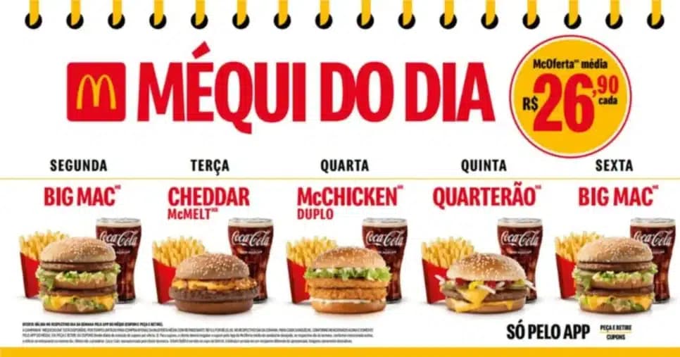 Algumas promoções oficiais do MC Donald's no app traz a possibilidade de comprar combos por valores mais acessíveis (Foto Reprodução/Montagem/McDonalds)