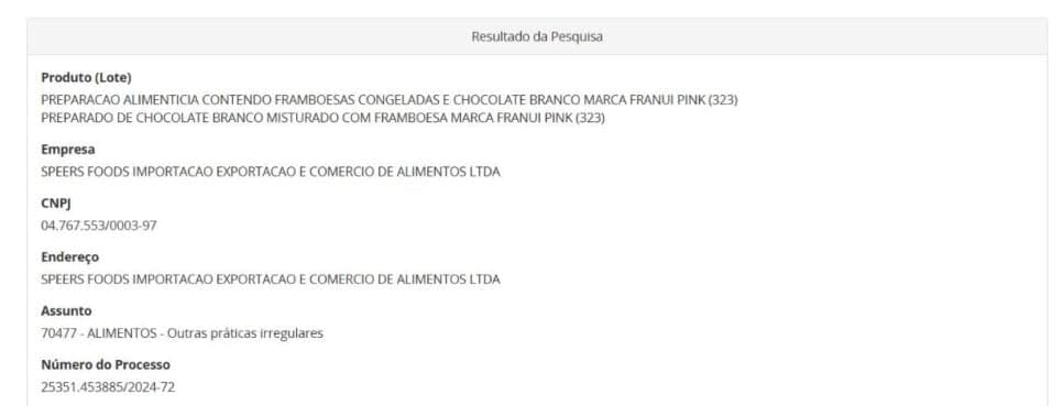 Resolução da ANVISA contra lote da Franui parte 1 (Foto Reprodução/ANVISA)