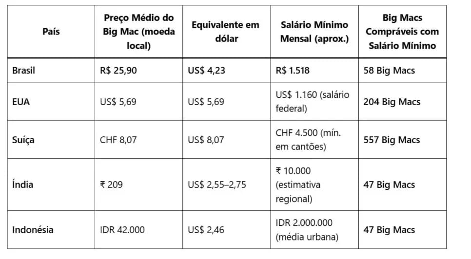 Tabela de preços comparados aos valores mundiais (Foto Reprodução/Canva/Lennita/Tv Foco)
