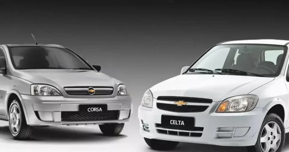 Celta e Corsa da Chevrolet (Foto Reprodução/Internet) Celta e Corsa da Chevrolet (Foto Reprodução/Internet)
