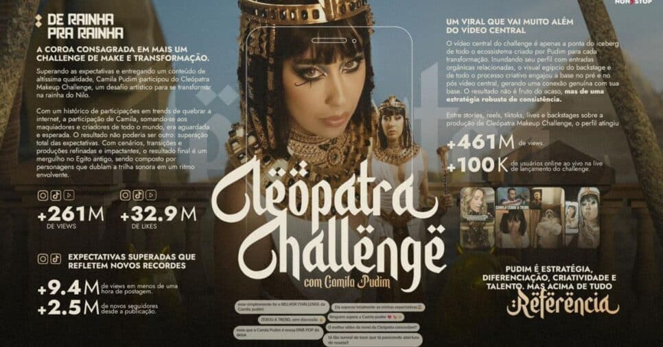 De Rainha pra Rainha: Camila Pudim superou expectativas e entregou mais um conteúdo de altíssimo nível com o “Cleópatra Challenge”