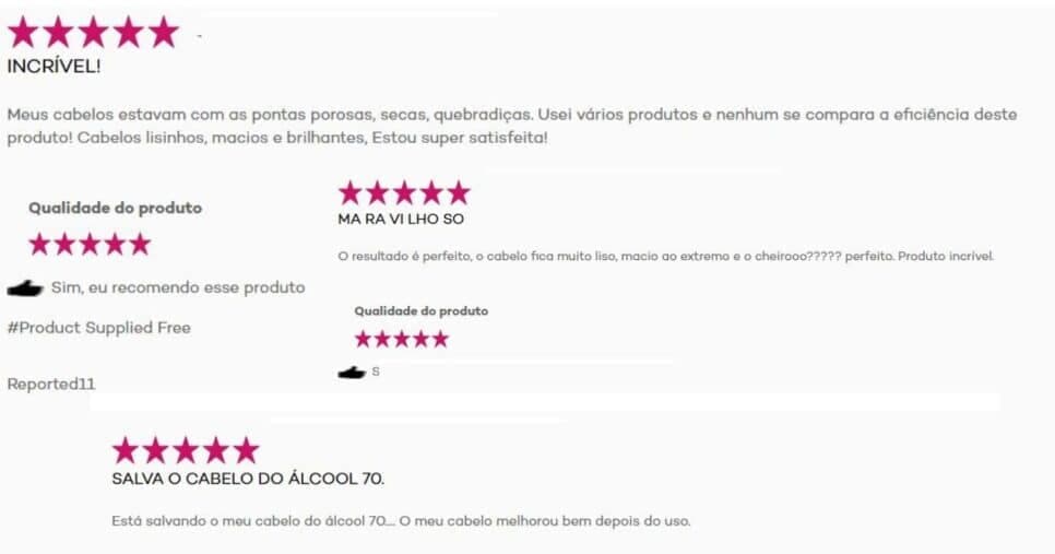 Avaliações do produto (Foto Reprodução/L'Oréal)