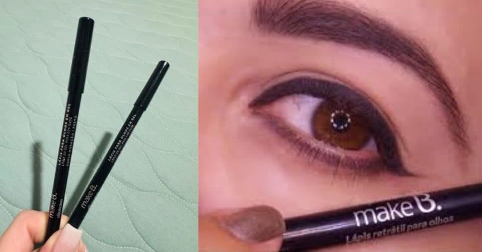 O lápis ultra em gel da Make B é uma ótima alternativa para quem sente mais segurança na ponta dos dedos, além de ter uma praticidade ainda maior  (Foto Reprodução/Boticário/Lennita/TV Foco/TikTok)