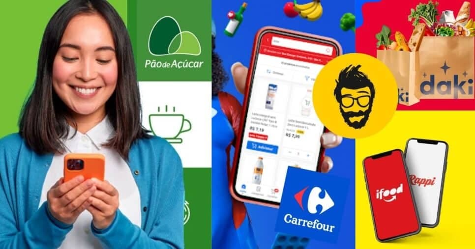 Plataformas digitais para compras de itens de supermercados (Foto: Reprodução/Montagem/ Instagram/Logos/Site oficial do Pão de Açúcar)
