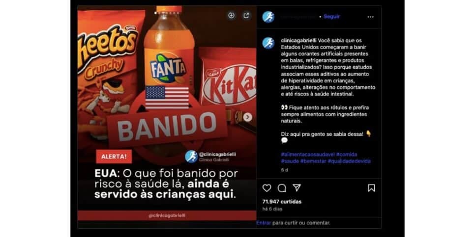 Publicação Clinica Gabrielli (Foto: Reprodução / Instagram)