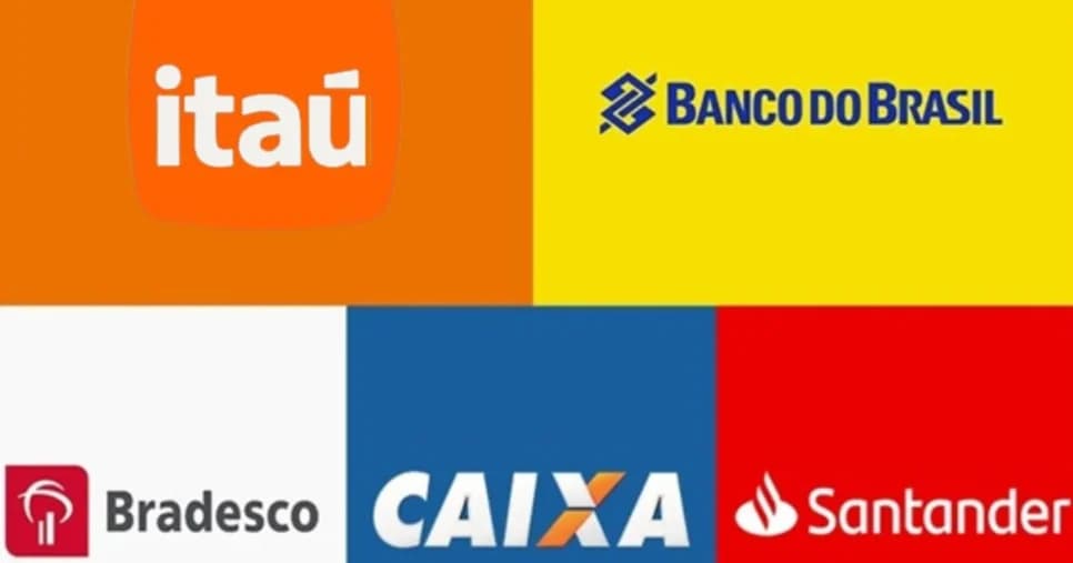 Bancos como Itaú, Caixa, Banco do Brasil, Santander e outros costumam não ter expediente em dias de feriado (Foto Reprodução/Montagem/Logos/Tv Foco)