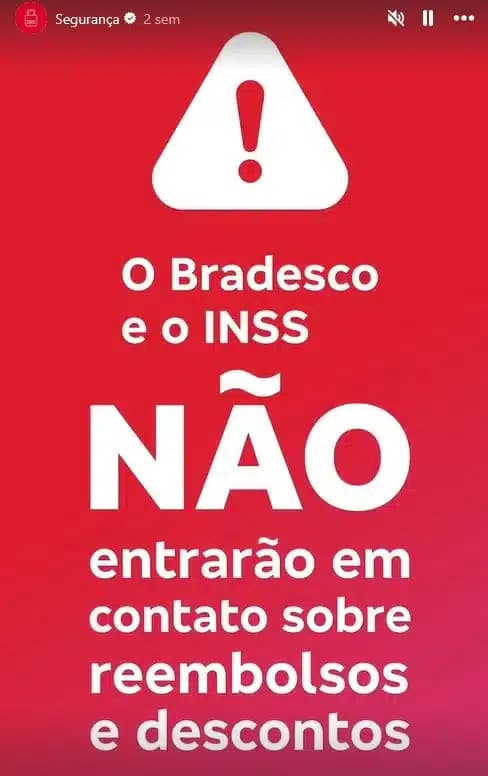 Comunicado do Bradesco (Foto: Reprodução / Instagram)
Comunicado do Bradesco (Foto: Reprodução / Instagram)