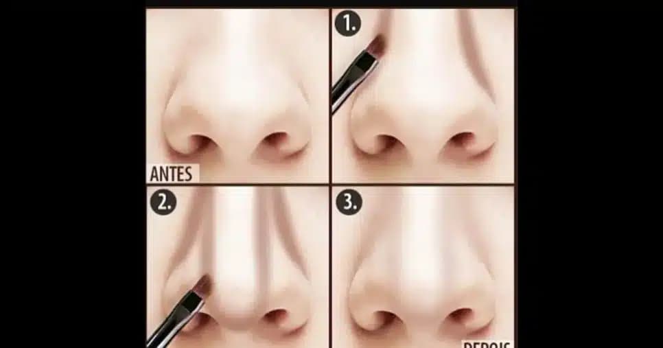 Técnica que maquiagem esconde o nariz de batata (Foto Reprodução/Montagem/Pinterest)