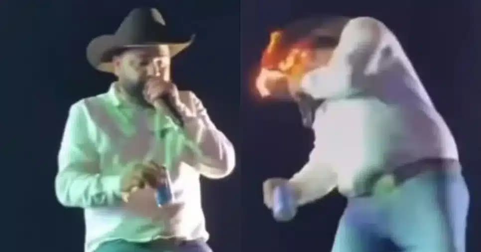famoso cantor sertanejo sofre durante show (Foto: Reprodução)