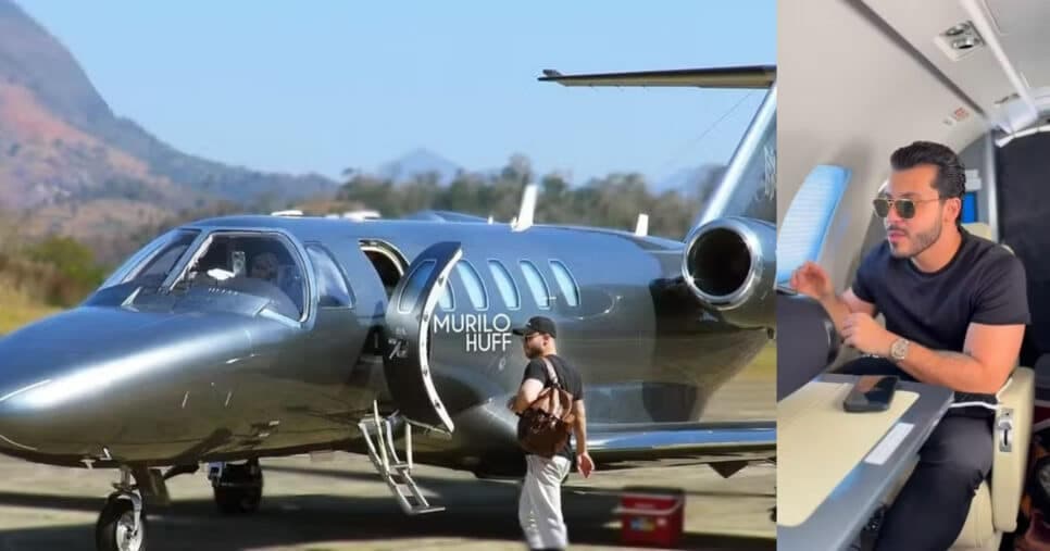 Jatinho de Murilo Huff (Foto: Reprodução/Montagem TV Foco)