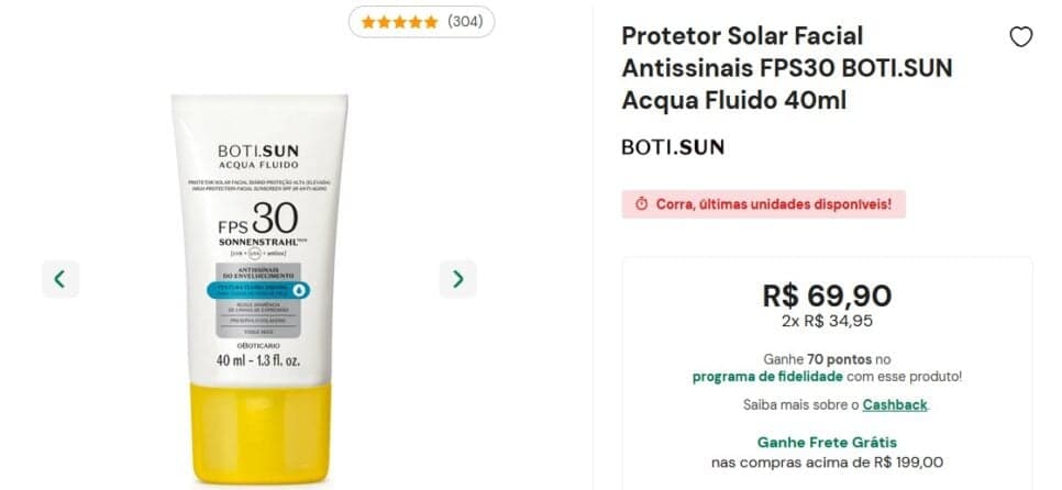 Protetor Solar da marca Boticário (Foto: Reprodução / Site da Marca)
