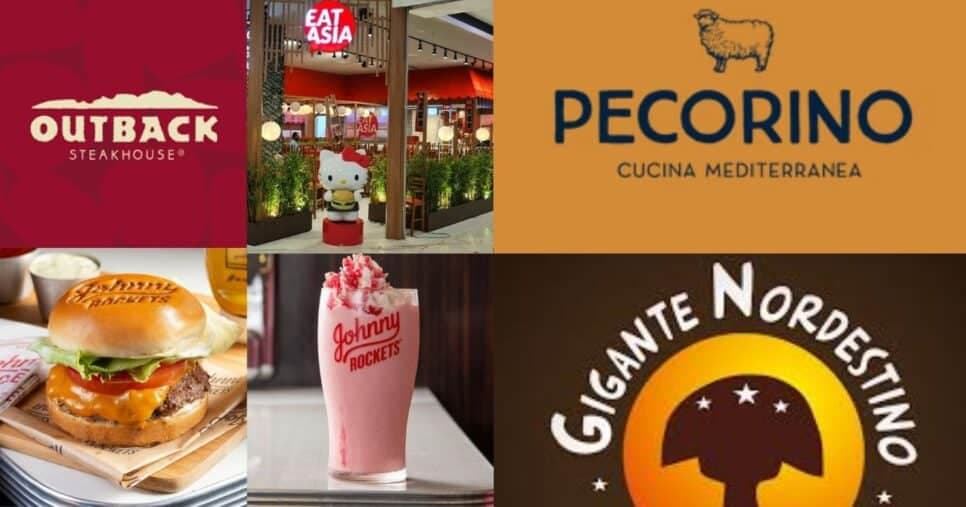 Restaurantes participantes da promoção do estacionamento gratuito do Internacional Shopping Guarulhos (Foto Reprodução/Montagem/Lennita/TV Foco/Logos/ Internet)